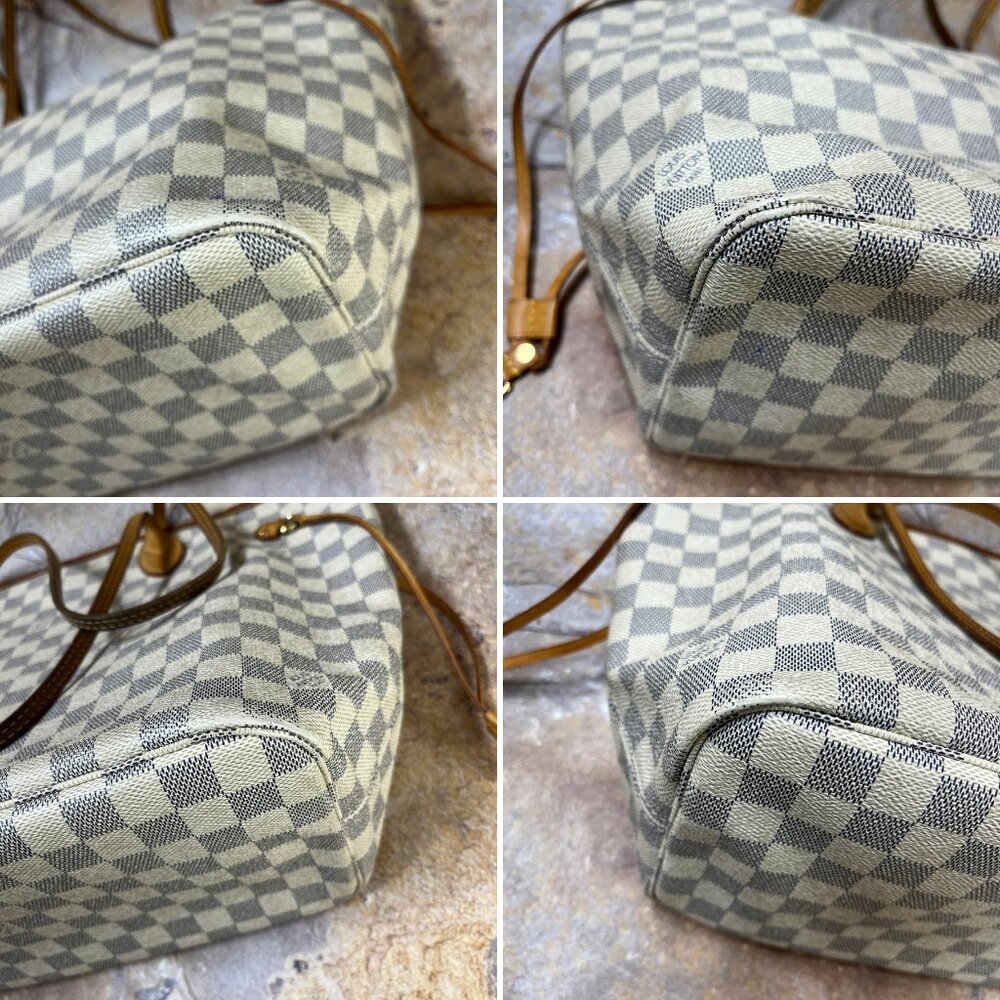 Louis Vuitton Neverfull MM Shoulder Bag Damier Azur Tote Bag w/ Dust Bag - Picture 5 of 13